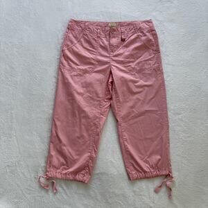G.H. Bass & Co. Capri Pants Womens 4 Pink Cargo Drawstring Hem Pockets Twill